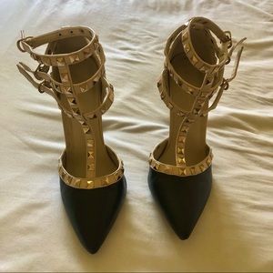 Strappy Studded Pointy Heels